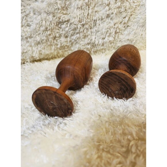 Vintage Hand-Carved Wooden Wine Goblets Set Of Two - Picture 5 of 11